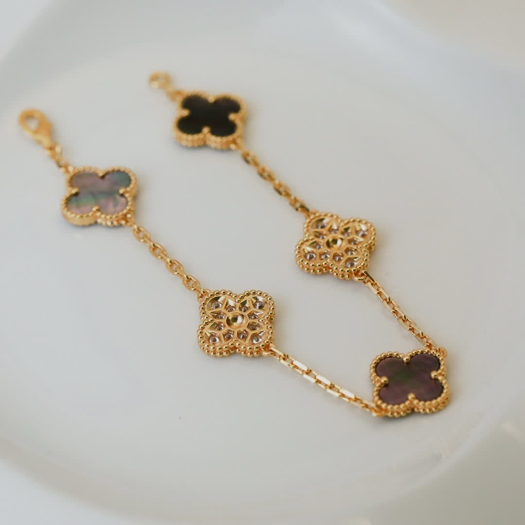 Mystery Gold-Tone Bracelet with Opal and Diamond Accents